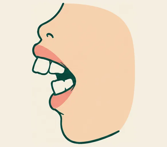 上の前歯が大きく前に出ている口元を横から見た絵