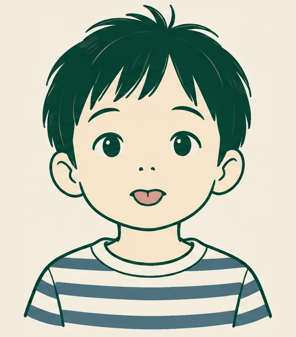 舌を前に出している子どものイラスト
