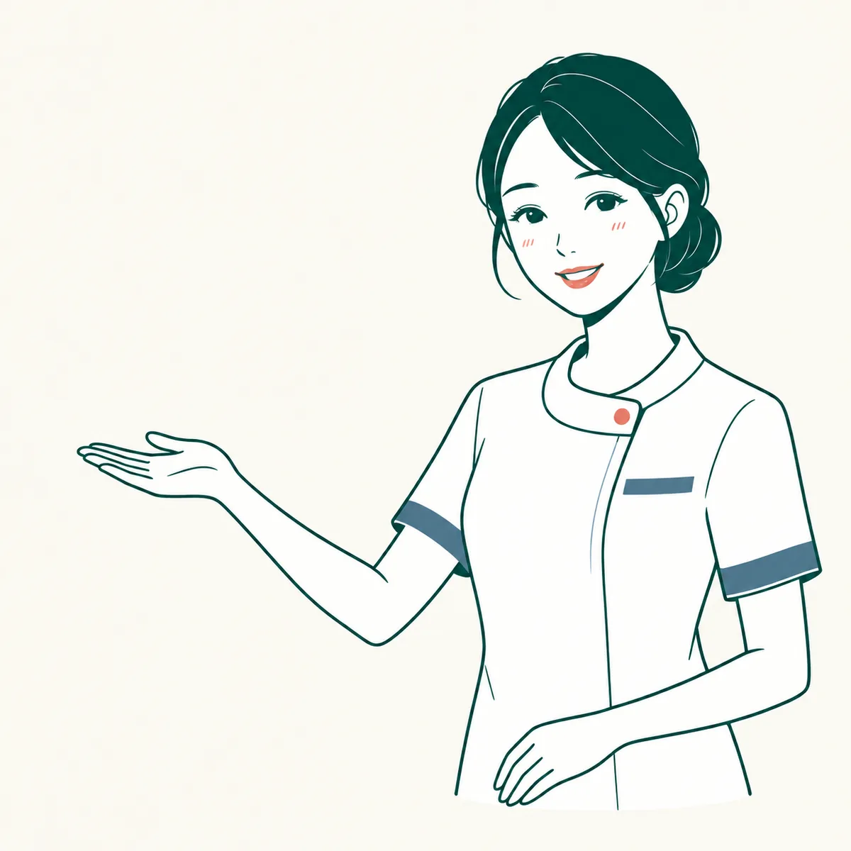 受付スタッフが手のひらで案内している絵